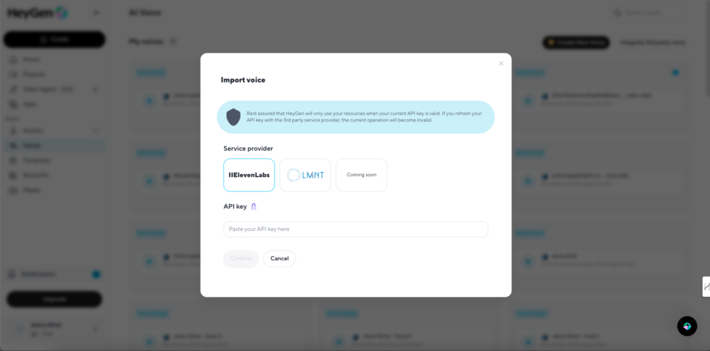 Avatar interactivo con voz clonada para academias de inglés, integrado mediante API.