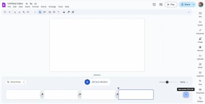 División de las escenas en Google Vids