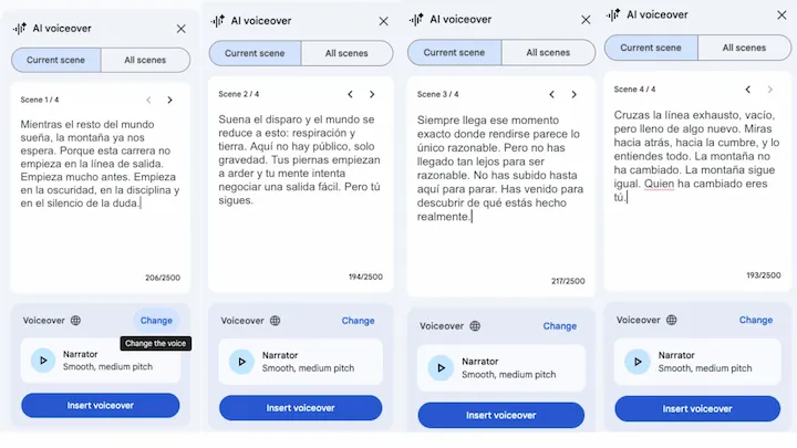 Voz para el vídeo en Google Vids