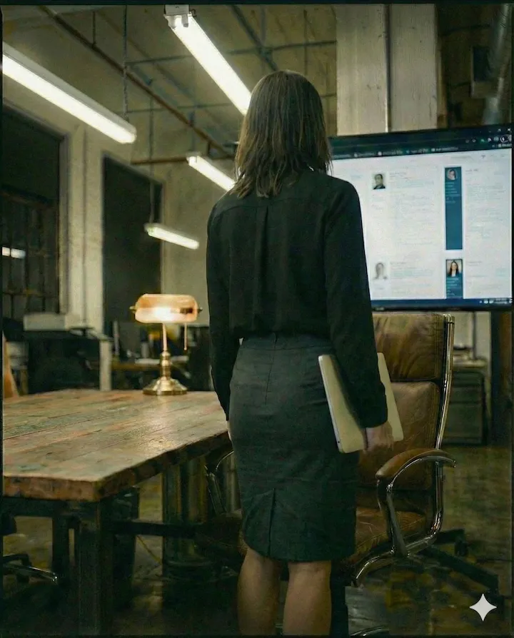 La chica creada con la IA de Nano Banana camina de espaldas a la cámara