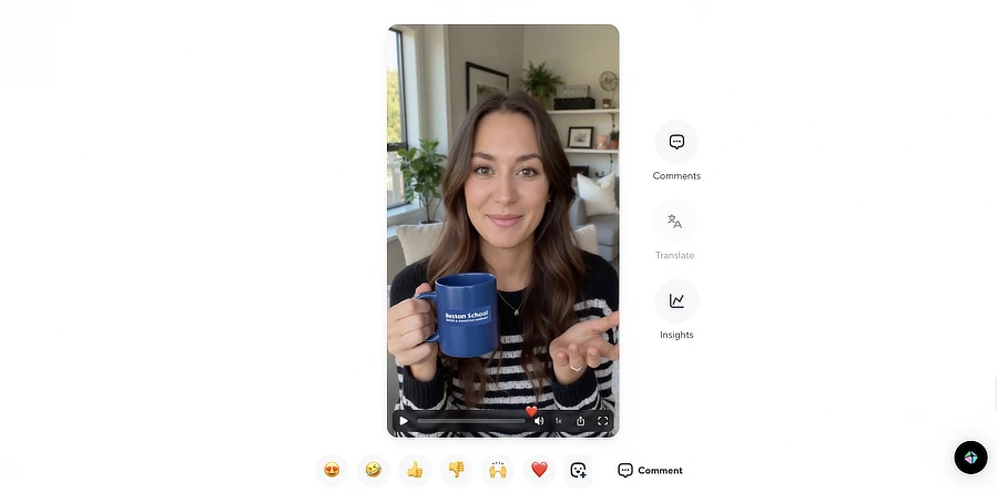 Avatar de IA femenino utilizado en una academia de inglés para ofrecer profesores virtuales 24/7.