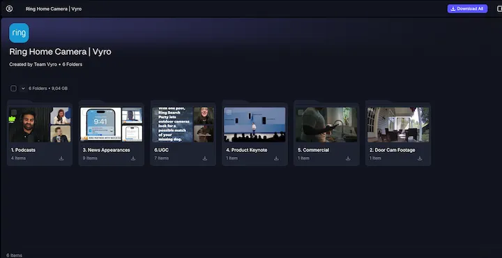 Contenidos para viralizar de la empresa Ring en la plataforma de MrBeast Vyro